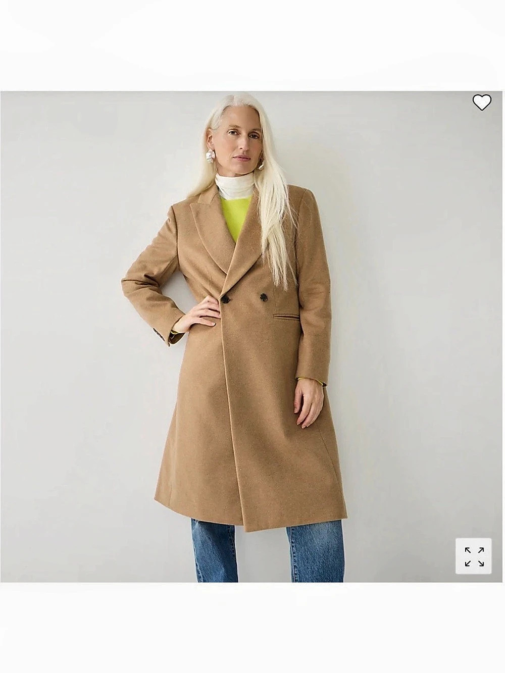 J. Crew Mirabelle Double Breasted Topcoat Camel Wool Cashmere Italian Blend Tan